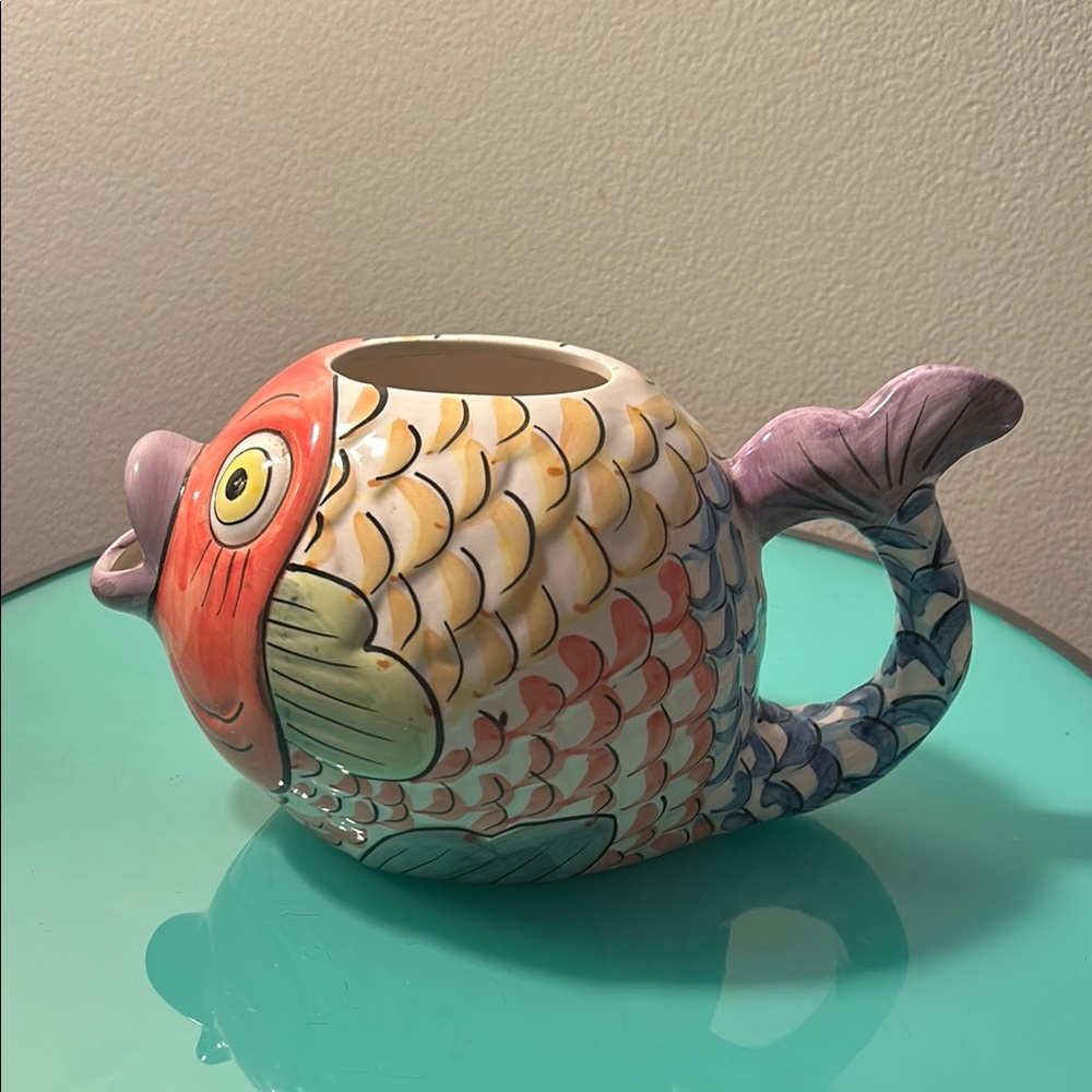 WCL multi-colored Ceramic Koi Fish pitcher